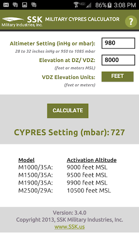 Military CYPRES Calculator Screen 2