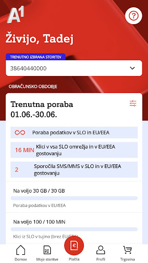 Android application Moj A1 screenshort