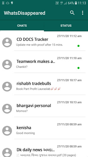 Android application WhatsDisappeared : Save Disapp screenshort