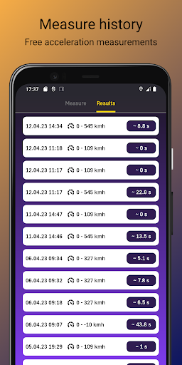 Screenshot of Dragger-car acceleration meter