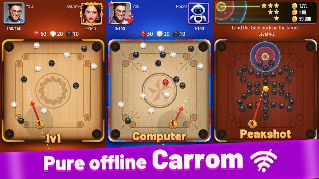 Carrom Lite-Board Offline Game banner