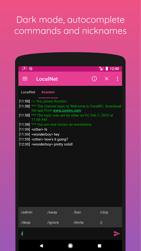 CoreIRC Go Screen 2