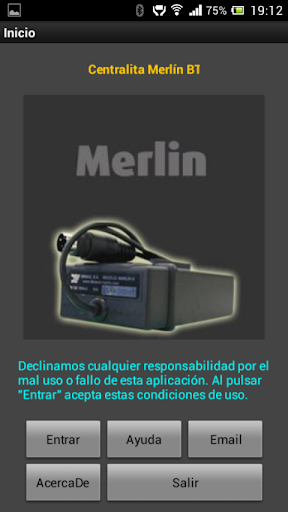 Android application Centralita Merlín BT screenshort