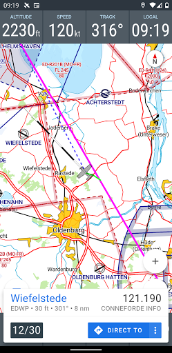 VFRnav flight navigation Screen 2