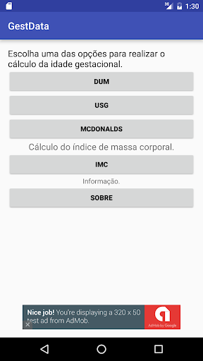 Android application GestData 2.0 Idade Gestacional screenshort