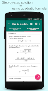 Snímek obrazovky řešení Quadratic Equation Solver PRO