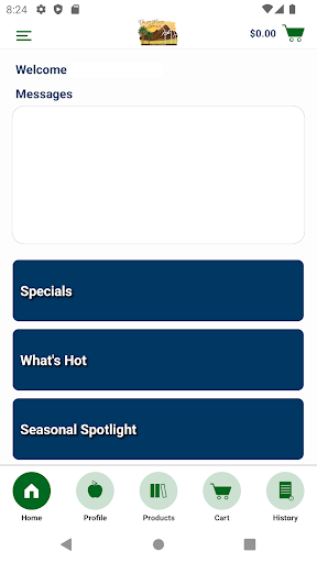 Android application Valley Food Service Checkout screenshort