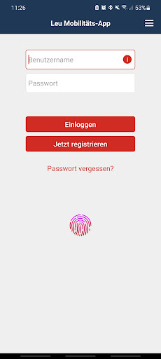Leu Mobilitäts-App Screen 2