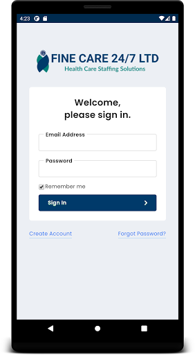 Android application Fine Care 24/7 screenshort