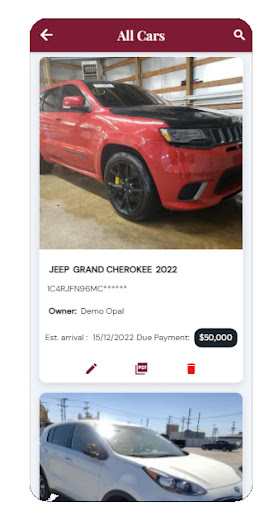 Opal Cars Shipping Screen 2