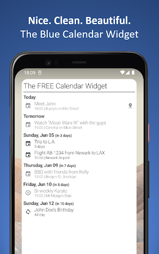 Android application The Blue Calendar Widget screenshort