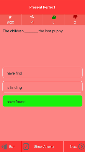 English Tenses Quiz Screen 3