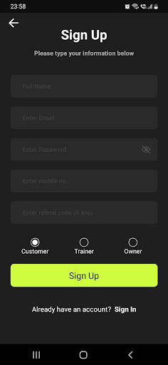 Android application GYMWYM screenshort