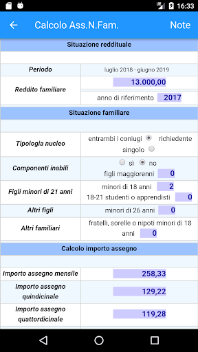 Calc. Assegno Nucleo Familiare Screen 3