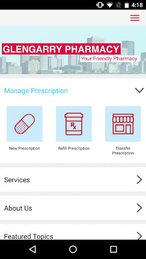 Android application Glengarry Pharmacy screenshort