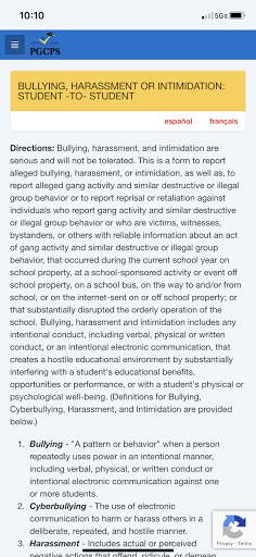 Android application PGCPS Stop Bullying! screenshort