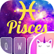 Pisces Horoscope Unicorn Keyboard Theme for Girls