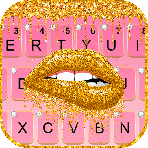 Golden Sexy Lips Keyboard Them logo