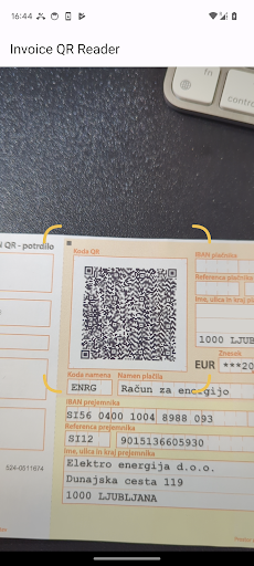 Android application Invoice QR Reader for Slovenia screenshort