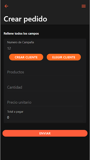 Android application Gestión de pedidos screenshort