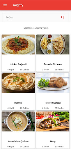 Android application Malzemeye Göre Yemek Tarifi screenshort