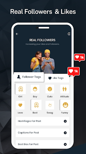 Android application Real Followers & Likes screenshort