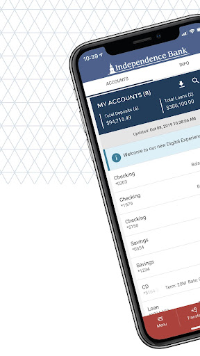 Android application Independence Bank screenshort