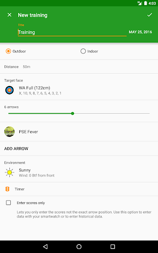 Screenshot of MyTargets Archery