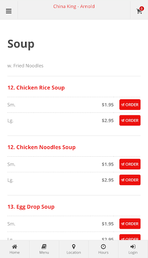 China King Arnold Online Order Screen 3