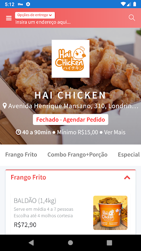 Android application Hai Chicken Londrina screenshort
