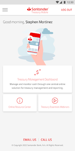 Santander Treasury Mobile Screen 2