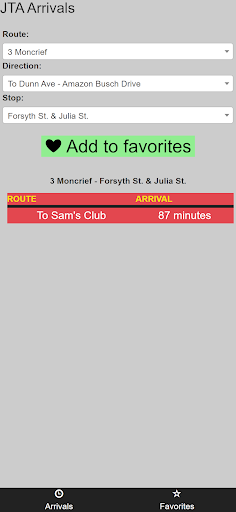 Android application Jacksonville JTA Bus Tracker screenshort
