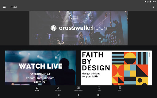Screenshot of Crosswalk Church app