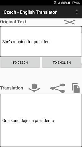 Czech - English Translator Screen 2
