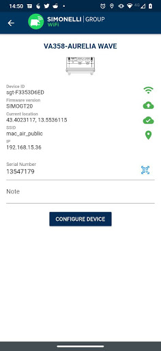 Simonelli Group WiFi Screen 3