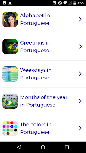 Android application Portuguese Course screenshort