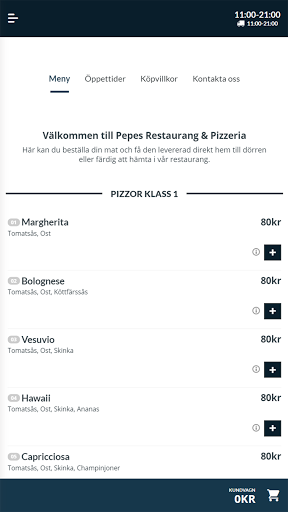 Android application Oya Restaurang screenshort