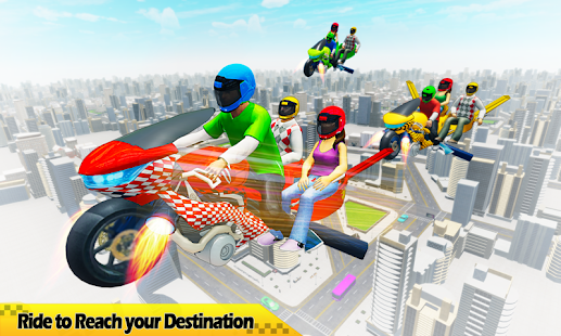 Flying Hover Bike Taxi Driver City Passenger Sim screenshots 1