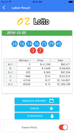 Australia Lotto Result check Screen 3