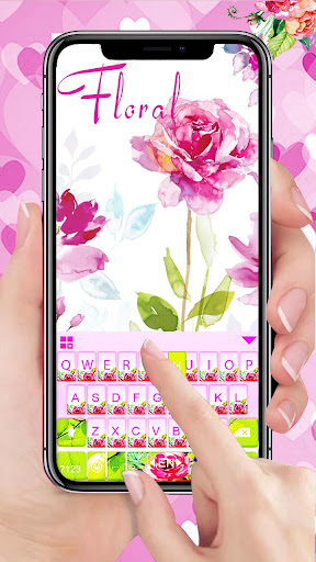 Android application Pink Girly Floral Keyboard The screenshort