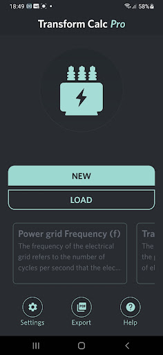 Android application Transformer Calc pro screenshort