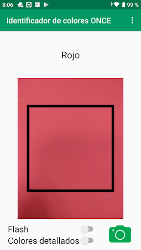 Android application Identificador de colores ONCE screenshort