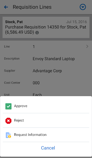 Screenshot of Approvals for EBS