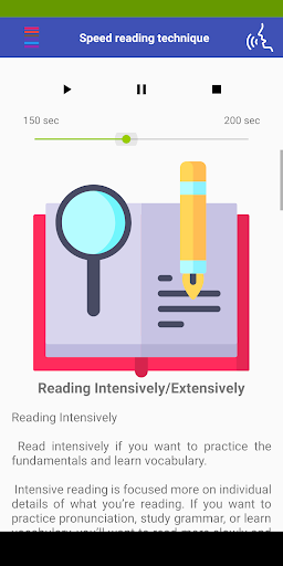 Speed reading technique Screen 2