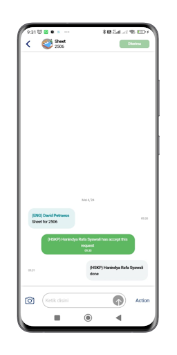 Android application POST: Hotel Internal Messaging screenshort