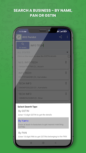 Android application GSTIN Search : IRIS Peridot screenshort