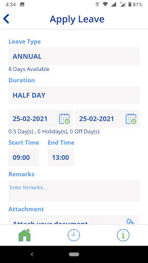 iTAPS HRMS Screen 3