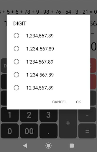 Calc switched Digit grouping - Screen 2