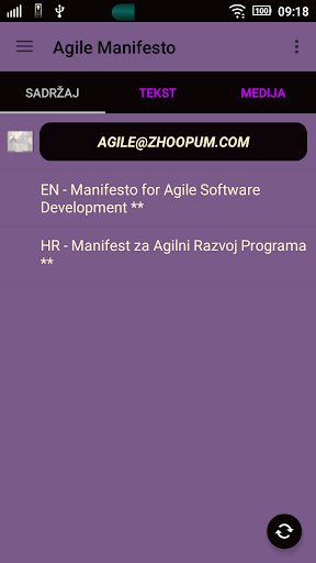 Android application Agile Manifesto screenshort