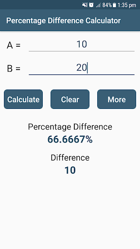 Android application Percentage Difference Calc screenshort